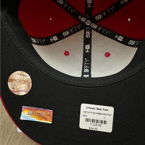 New Era 59Fifty Philadelphia Phillies World Series 2022 Fitted Hat Red Men’s 7 - Picture 6 of 6